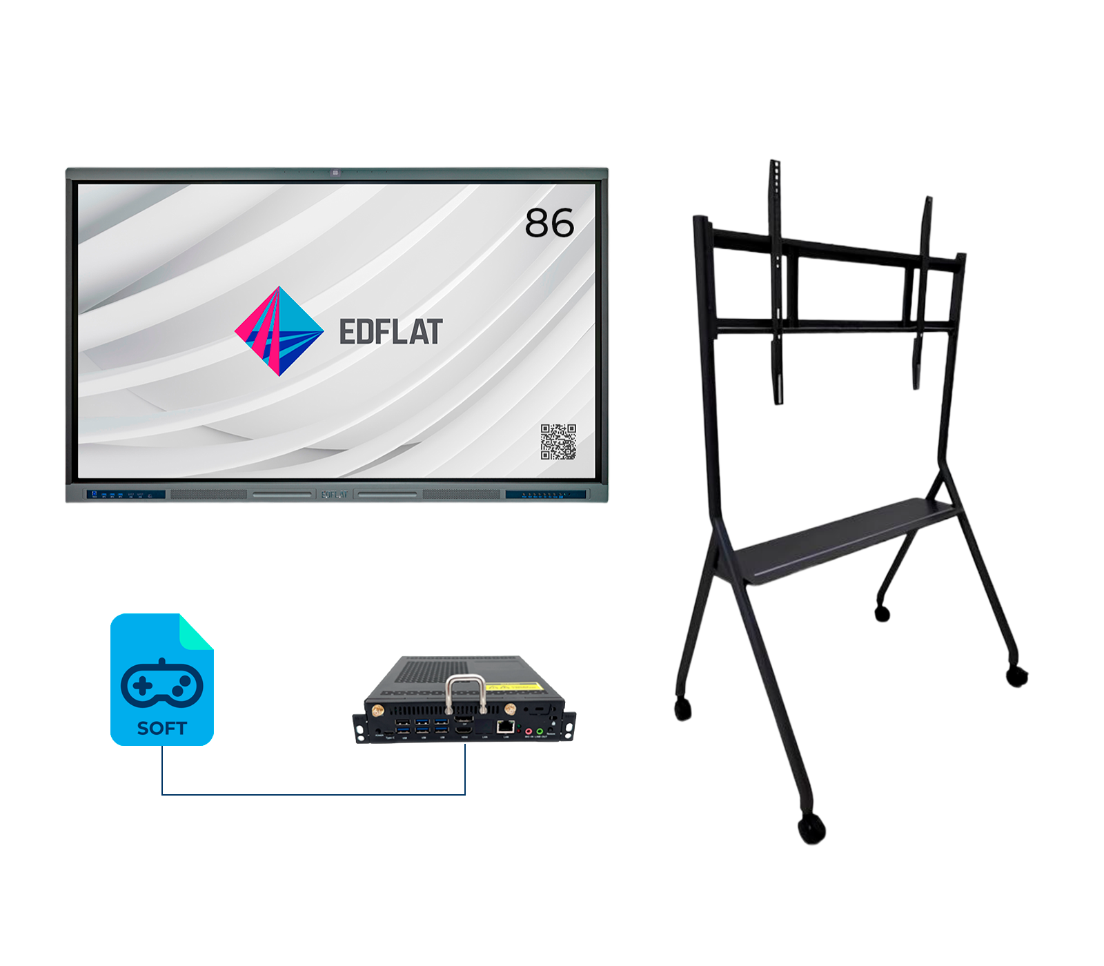 9uyzav6w3t73c7r510hzt1wp7qauzq3m Комплект для детского сада EDFLAT PRIME 86 + Встраиваемый модуль OPS STANDART + Стойка + ПО — изображение 1