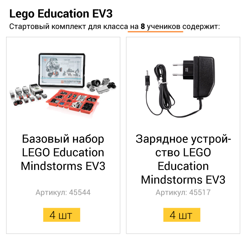 32225 Стартовый комплект для класса LEGO Mindstorms EV3 на 8 учеников — изображение 1